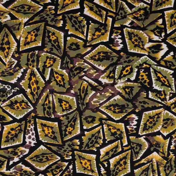 TISSU VISCOSE GEOMETRIQUE VERT NOIR