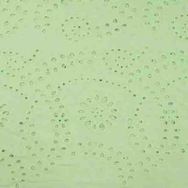 TISSU BRODERIE ANGLAISE VERT PALE