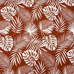 TISSU COTON PALMIER TERRACOTTA