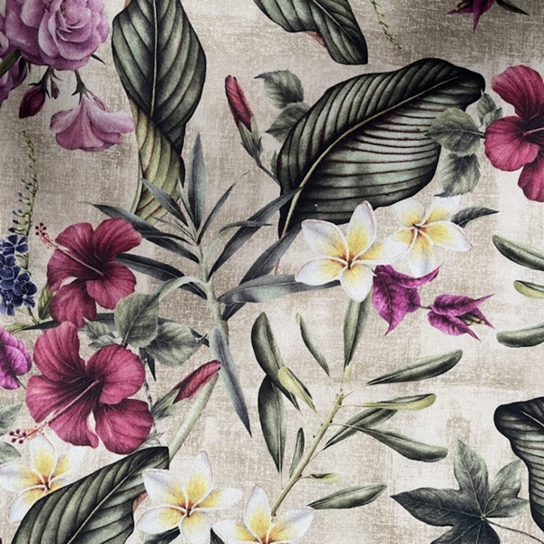 TISSU COTON JARDIN DES FLEURS NATUREL