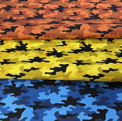 TISSU COTON IMPRIME CAMOUFLAGE BLEU 