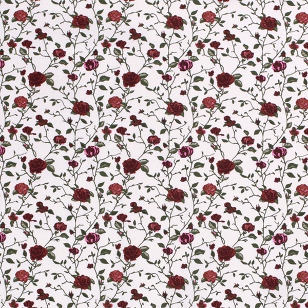 TISSU COTON IMPRIME APOLLINE FLEUR ROUGE