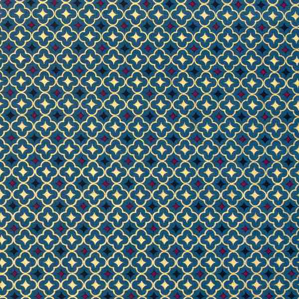 TISSU COTON MOTIF ARABESQUE NOEL FOND VERT CANARD