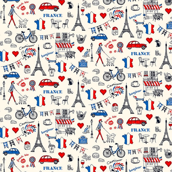 TISSU ENDUIT MADE IN FRANCE BLEU BLANC ROUGE 