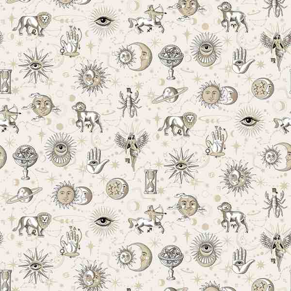 TISSU COTON ENDUIT ASTROLOGIE & ESOTERISME COSMIC