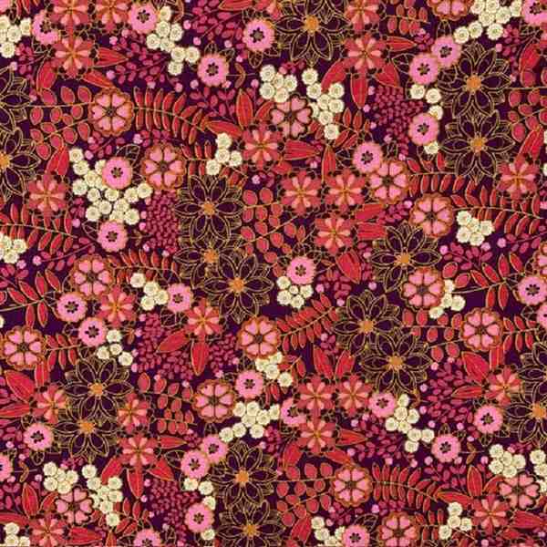 TISSU COTON ENDUIT FLEURS LILY ROSE
