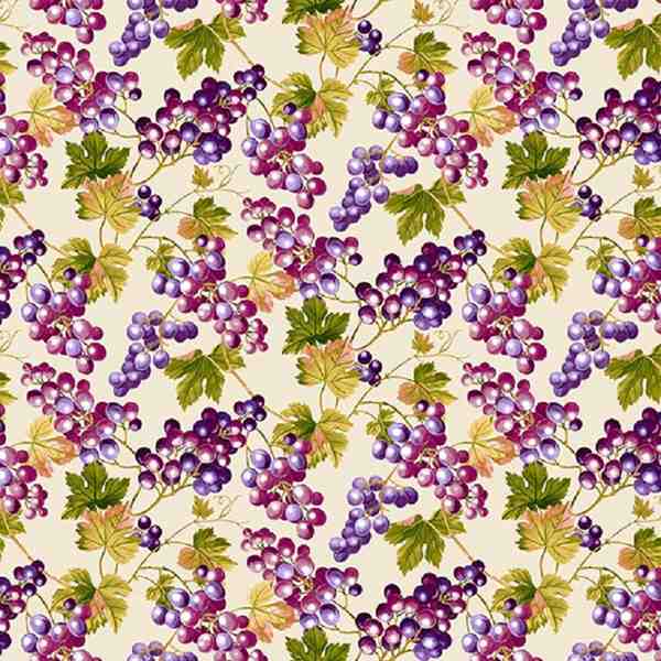 TISSU COTON RAISIN ET MUSCAT