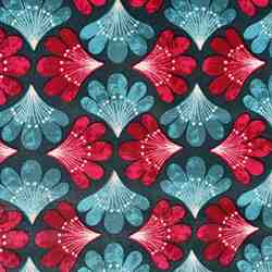 TISSU MFTA COTON ENDUIT  AMANDA BLEU OCEAN ROUGE
