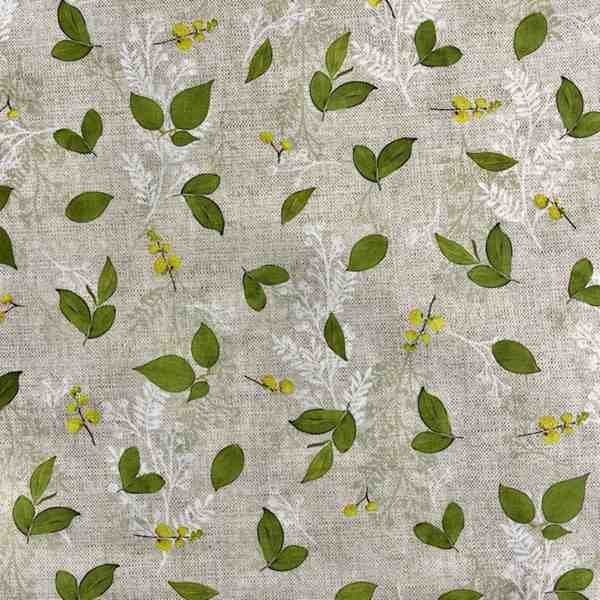 PERCALE DE COTON IMPRIME MIMOSA JAUNE 
