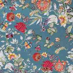 TISSU TOILE BACHETTE COTON BENGALE BLEU