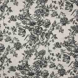 TISSU TOILE FLEUR DE JOUY NOIR