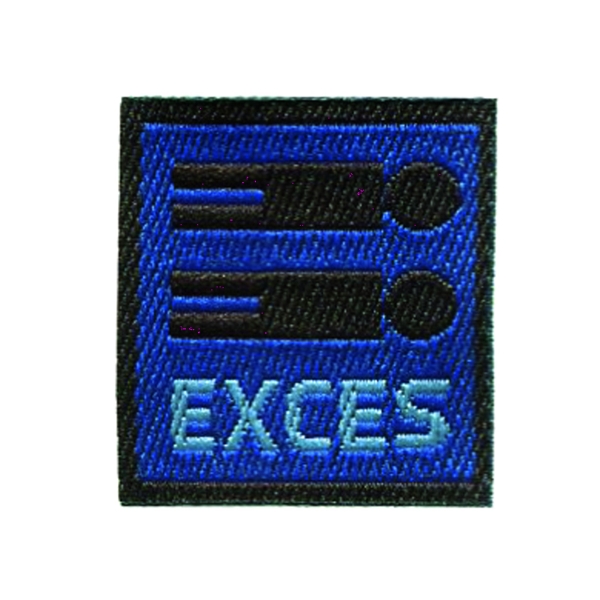 Ecusson Etiquette EXCES bleu/noir