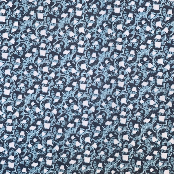 TISSU COTON IMPRIME  ENVENTAIL BLEU