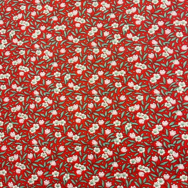 COUPON COTON OEKO-TEX FLEURETTE ROUGE 0M95 X 1M40