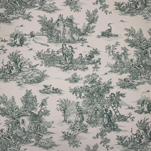 COUPON TOILE DE JOUY ECRU VERT 140 X 280 CM