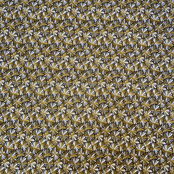 TISSU COTON FLEUR JAUNE OR