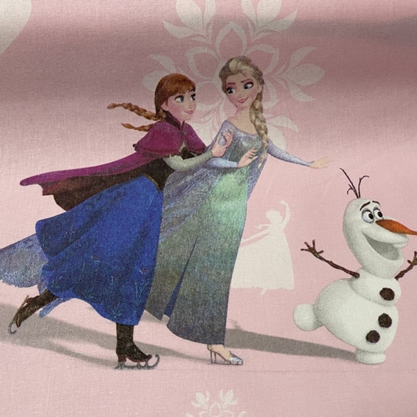 TISSU DISNEY REINE DES NEIGES COTON FOND ROSE