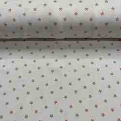 TISSU JERSEY COTON BLANC �TOILES ROSE