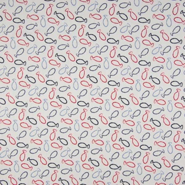 TISSU COTON IMPRIME POISSON THEME MER