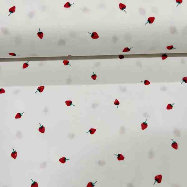TISSU COTON IMPRIMÉ FRAISES
