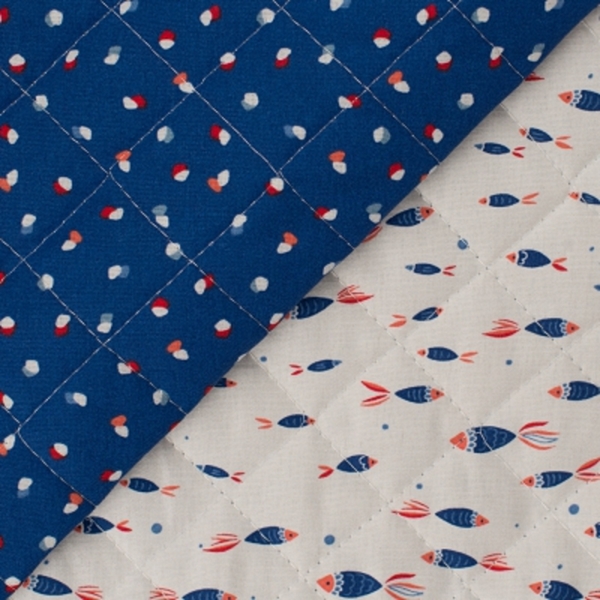 TISSU MATELASSE DOUBLE FACE THEME MER