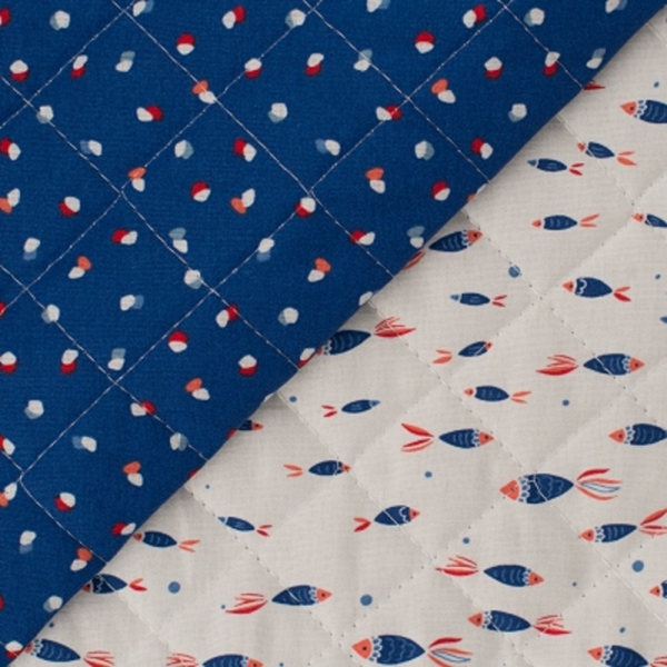 TISSU MATELASSE ENFANT BLEU BLANC 