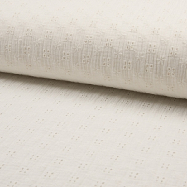 TISSU DOUBLE GAZE BAMBINO BRODE NATUREL