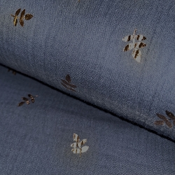 DOUBLE GAZE FEUILLE BLEU JEAN
