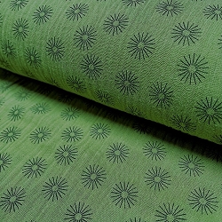 TISSU DOUBLE GAZE IMPRIME SOLEIL VERT OLIVE