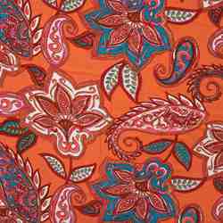 TISSU JERSEY VISCOSE FLORAL ET CACHEMIRE ORANGE