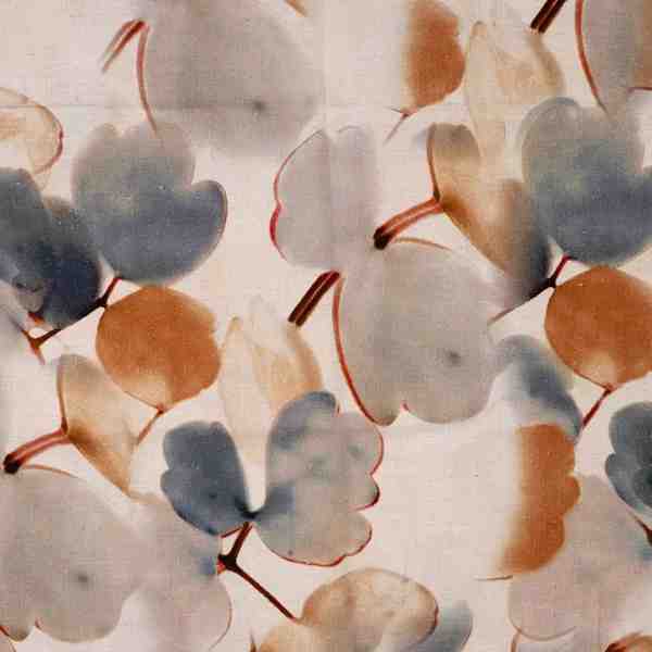 TISSU VISCOSE LIN IMPRIMÉ FEUILLES AQUARELLE BEIGE