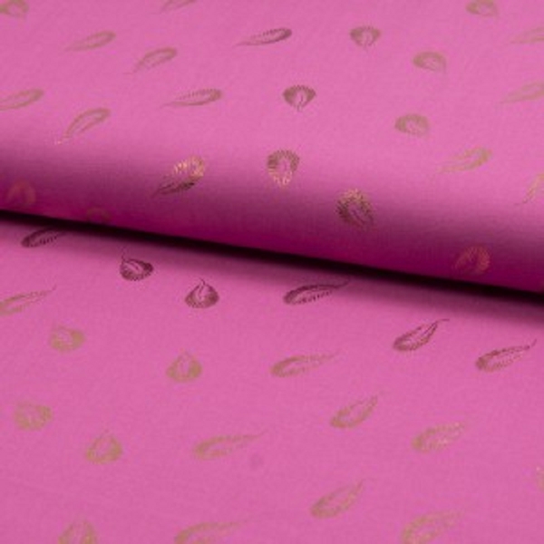 TISSU VISCOSE CHALLY PLUMES OR  FUSCHIA