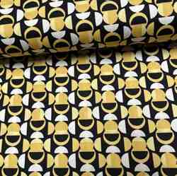 TISSU GEOMETRIQUE JAUNE NOIR