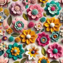 TISSU 3D COTON MOTIFS FLEURS POP MULTICOLORES