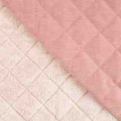 TISSU VELOURS MATELASSE IMITATION MOUTON ROSE