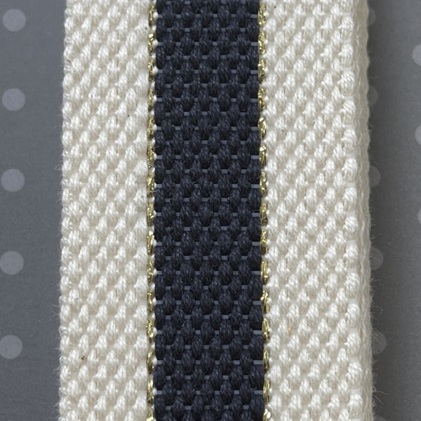  SANGLE 2M50 X 30MM LUREX ECRU BLEU MARINE
