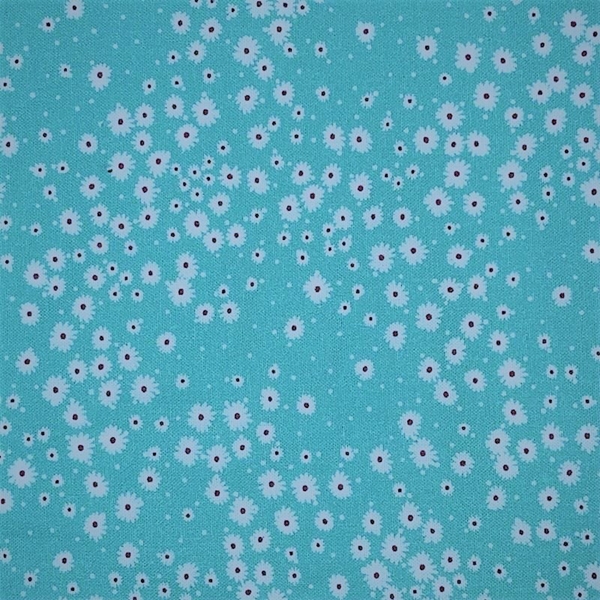 TISSU COTON PAQUERETTE TURQUOISE