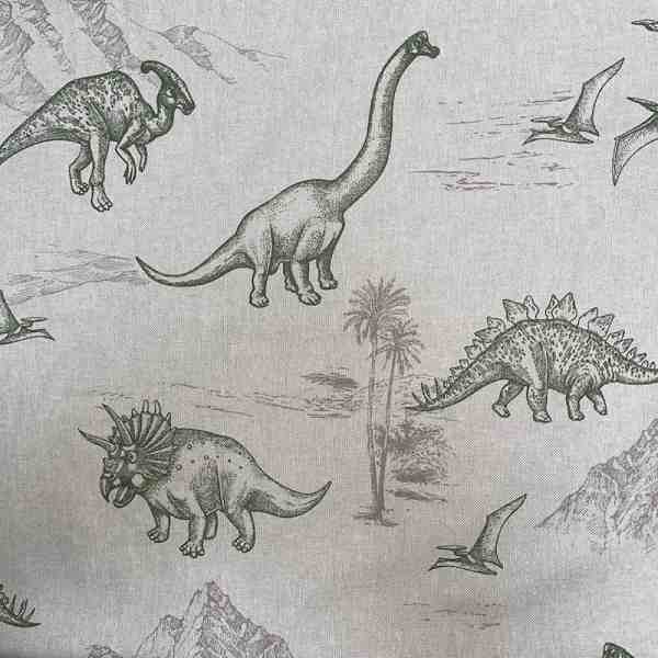 TISSU TOILE ASPECT LIN DINOSAURE VERT