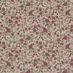 TISSU TOILE ASPECT LIN FLEURETTES BORDEAUX 