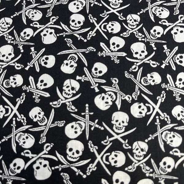 TISSU COTON IMPRIME PIRATE NOIR OEKO-TEX