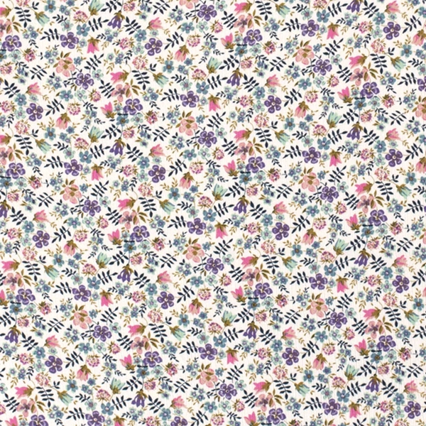 TISSU VISCOSE CREPE FLEURS DES CHAMPS BLANCHES