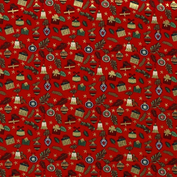 TISSU COTON DECORATION DE NOEL ROUGE
