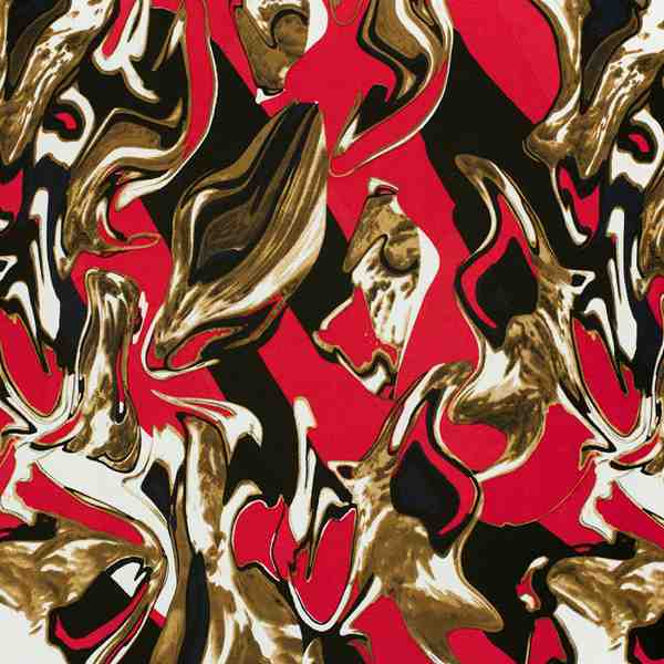 TISSU POLYESTER IMPRIMÉ ABSTRAIT TOURBILLON ROUGE