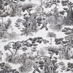 TISSU SIEGE TOILE ANIMAUX DE LA JUNGLE FOND BLANC 