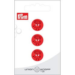 Bouton poly. 2-tr fille 15mm petite fille rouge 