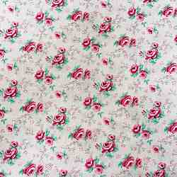 TISSU COTON IMPRIMÉ SUZANNE MOTIF ROSES FOND BEIGE