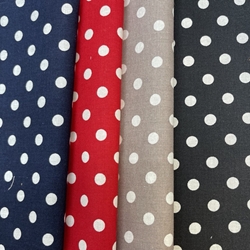 TISSU COTON IMPRIME POIS BLANC FOND ROUGE