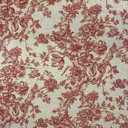 TISSU TOILE FLEUR DE JOUY ROUGE