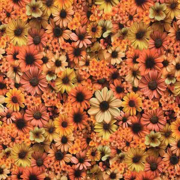 TISSU BACHETTE DE COTON NAUSICAA FLEUR ORANGE
