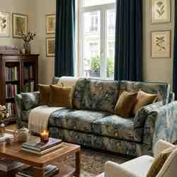 TISSU JACQUARD  AMEUBLEMENT FEUILLE VERTE 